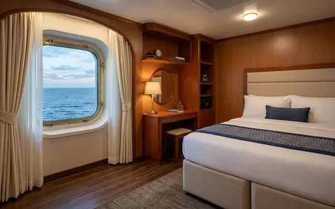 Fotorealistische Studioaufnahme von Kreuzfahrtkabine zum Thema Royal Caribbean Kreuzfahrt, ISIN LR0008862868, klare Lichtfuehrung - Foto: THN