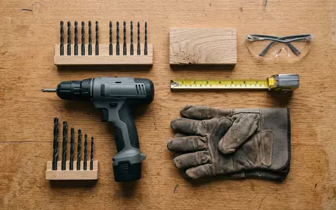 Flatlay-Arrangement rund um Akkuschrauber zum Thema Makita Akkuschrauber 18V, ISIN JP3862400003, weiches Oberlicht - Foto: THN