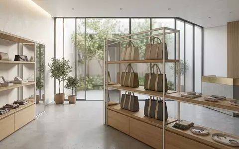 Architektur-Render im Modeboutique mit Stofftasche zum Thema Dior Book Tote, ISIN FR0000121014, neutrales Tageslicht - Foto: THN