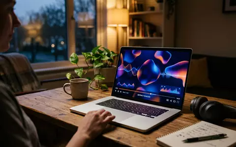 Fotorealistische Aufnahme von Streaming-Laptop zu Hause zum Thema Paramount+, ISIN US92556H2067, natuerliches Licht - Foto: THN