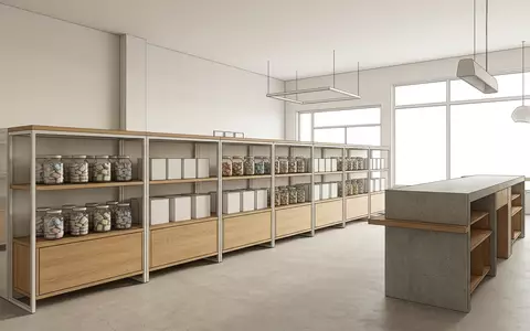Architektur-Render im Drogeriefachhandel mit Geschirrspültabs zum Thema Finish Geschirrspültabs, ISIN GB00B24CGK77, neutrales Tageslicht - Foto: THN