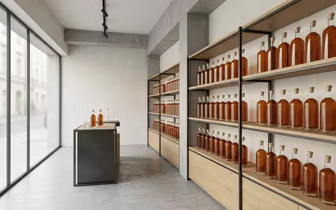 Architektur-Render im Spirituosenfachhandel mit Weinbrand zum Thema Rémy Martin Cognac, ISIN FR0000130395, neutrales Tageslicht - Foto: THN