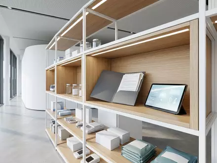 Architektur-Render im Apothekenfachhandel mit Gesundheitsdokumente zum Thema Shop Apotheke, ISIN NL0012044747, neutrales Tageslicht - Foto: THN