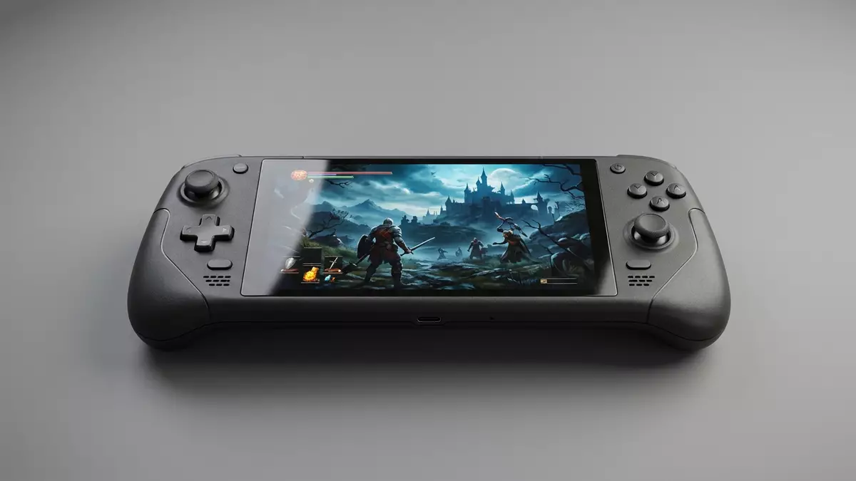 Fotorealistische Studioansicht von Handheld-Konsole in neutraler Produktdarstellung