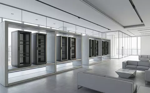 Architektur-Render im IT-Fachhandel mit Serveranlage zum Thema NTT Data Services, ISIN JP3735400008, neutrales Tageslicht - Foto: THN