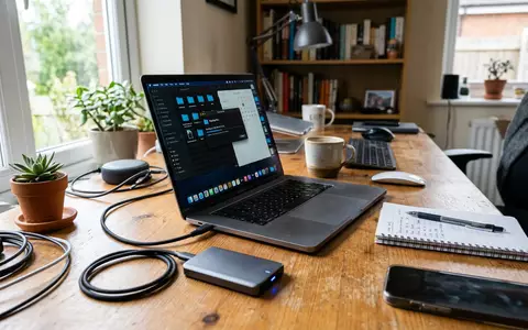 Fotorealistische Aufnahme von Externe SSD im Homeoffice zum Thema WD My Passport SSD, ISIN US9581021055 - Foto: THN