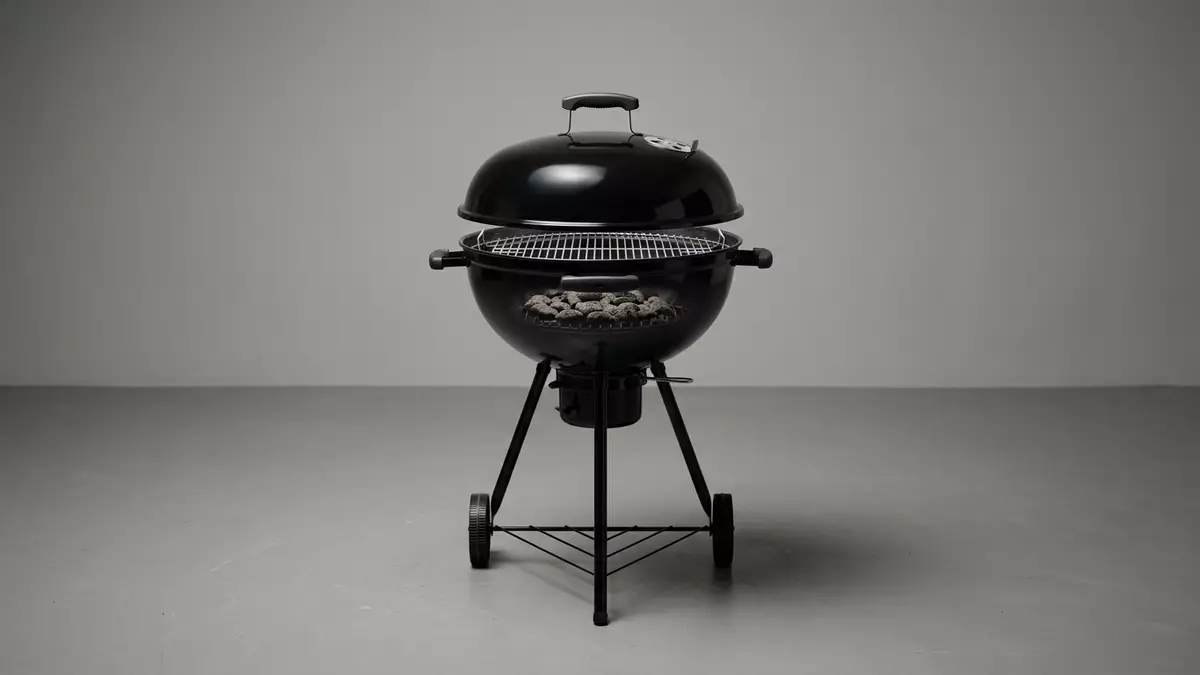 Fotorealistische Studioansicht von Kugelgrill in neutraler Produktdarstellung, neutral