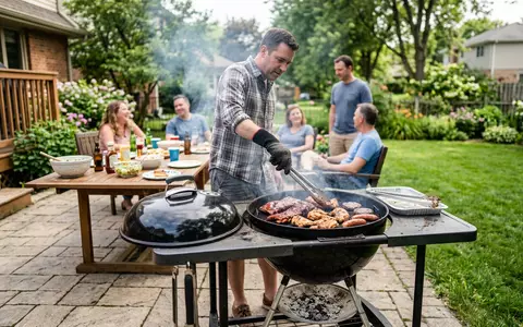 Fotorealistische Aufnahme von Kugelgrill im Garten zum Thema Weber Kugelgrill, ISIN US94770V1052, natuerliches Licht - Foto: THN