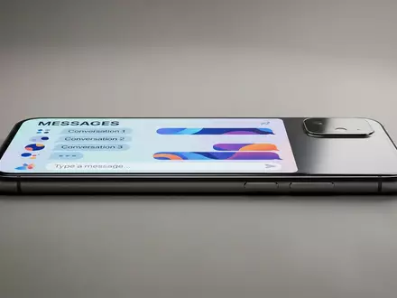 Fotorealistische Studioaufnahme von Messenger-App zum Thema Snapchat+, ISIN US83304A1060, klare Lichtfuehrung, sachlich dargestellt - Foto: THN