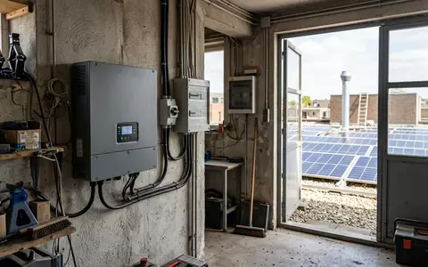 Fotorealistische Aufnahme von Solarwechselrichter im Technikraum zum Thema SMA Wechselrichter Sunny Boy, ISIN DE000SMA1718 - Foto: THN