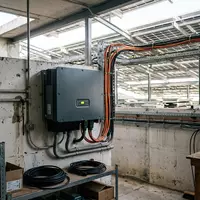 Fotorealistische Aufnahme von Solarwechselrichter im Technikraum zum Thema SolarEdge Wechselrichter, ISIN IL0010824113, natuerliches Licht - Foto: THN
