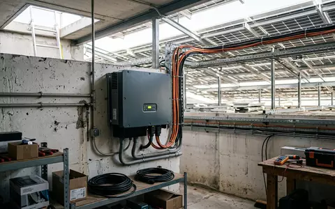 Fotorealistische Aufnahme von Solarwechselrichter im Technikraum zum Thema SolarEdge Wechselrichter, ISIN IL0010824113, natuerliches Licht - Foto: THN