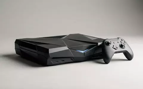 Fotorealistische Studioaufnahme von Spielkonsole zum Thema PlayStation 5, ISIN JP3435000009, klare Lichtfuehrung - Foto: THN