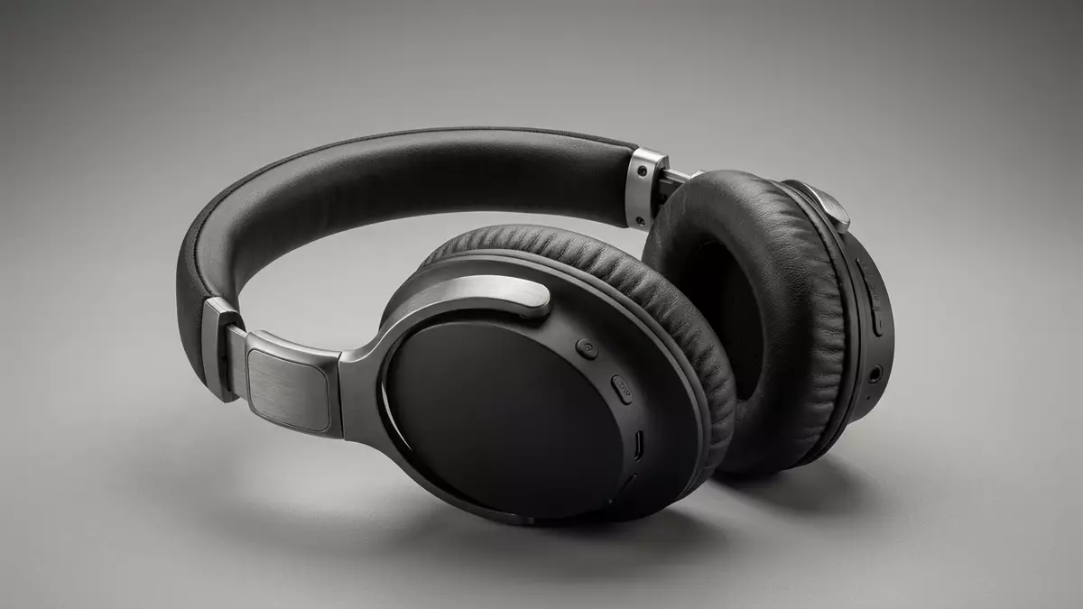 Fotorealistische Studioansicht von Over-Ear-Kopfhörer in neutraler Produktdarstellung