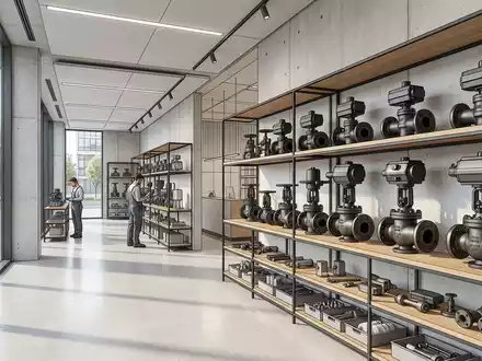 Architektur-Render im Industriebedarf-Fachhandel mit Dampftechnik zum Thema Spirax Sarco Dampftechnik, ISIN GB0031424824, neutrales Tageslicht - Foto: THN
