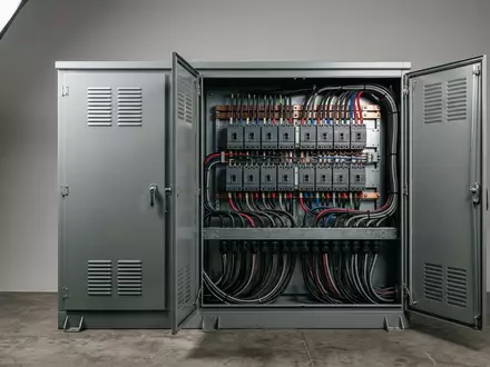 Fotorealistische Studioaufnahme von Stromversorgung zum Thema Verbund Strom, ISIN AT0000746409, klare Lichtfuehrung - Foto: THN