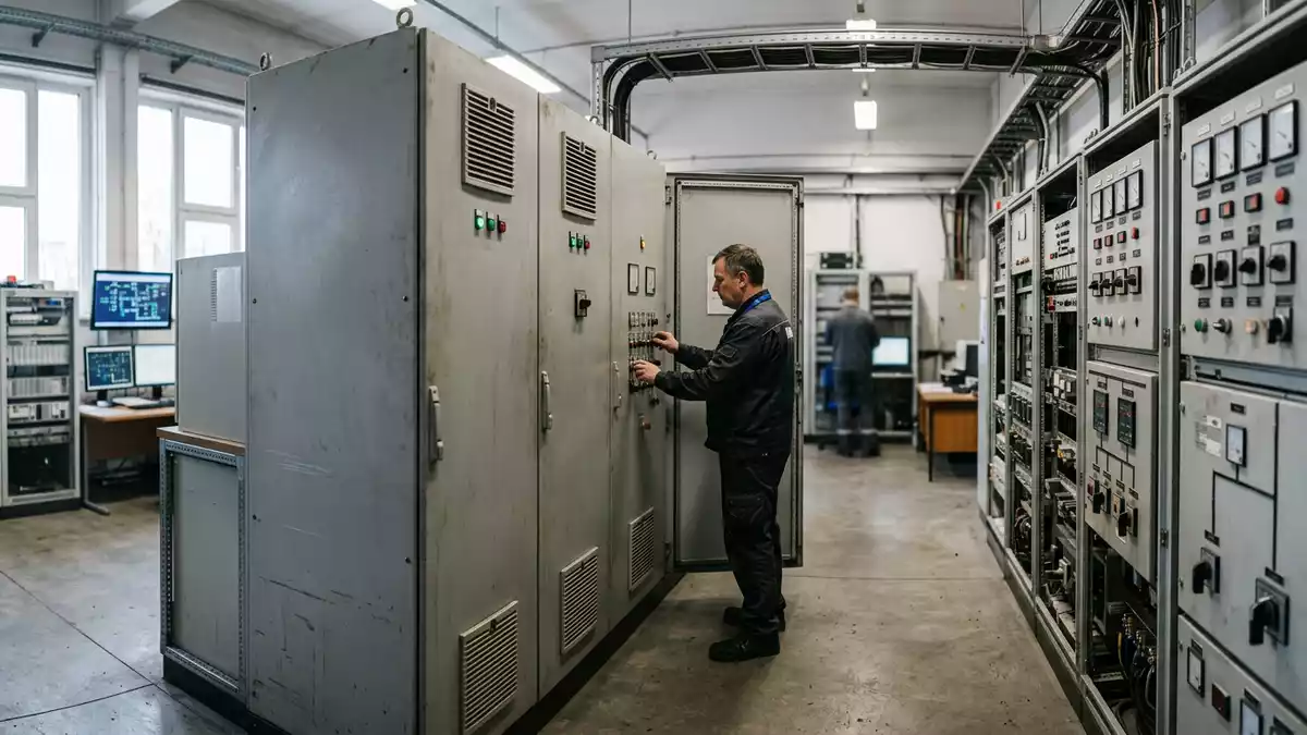 Fotorealistische Ansicht von Stromversorgung im Stromnetz in realer Umgebung, neutral