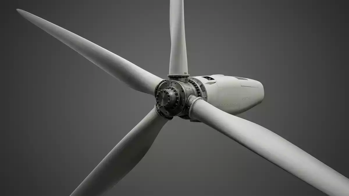 Fotorealistische Studioansicht von Windkraftanlage in neutraler Produktdarstellung