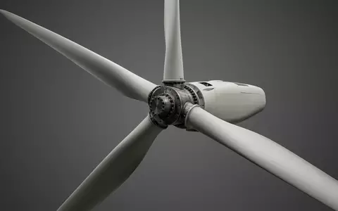 Fotorealistische Studioaufnahme von Windkraftanlage zum Thema Ørsted Energie, ISIN DK0061539921, klare Lichtfuehrung - Foto: THN