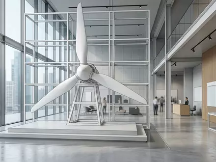 Architektur-Render im Energietechnik-Fachhandel mit Windkraftanlage zum Thema Ørsted Energie, ISIN DK0061539921, neutrales Tageslicht - Foto: THN