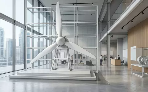 Architektur-Render im Energietechnik-Fachhandel mit Windkraftanlage zum Thema Ørsted Energie, ISIN DK0061539921, neutrales Tageslicht - Foto: THN