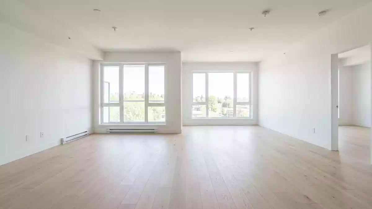 Fotorealistische Studioansicht von Mietwohnung in neutraler Produktdarstellung