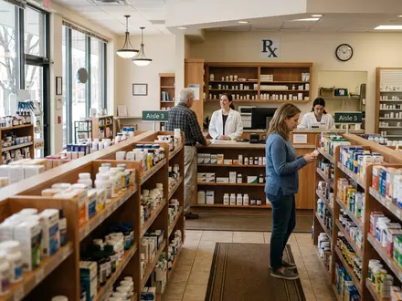 Fotorealistische Aufnahme von Apotheke in der Apotheke zum Thema Walgreens, ISIN US92532F1003, natuerliches Licht - Foto: THN