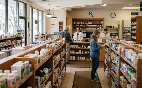 Fotorealistische Aufnahme von Apotheke in der Apotheke zum Thema Walgreens, ISIN US92532F1003, natuerliches Licht - Foto: THN
