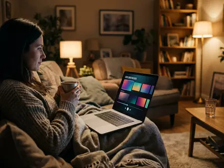 Fotorealistische Aufnahme von Streamingdienst im Wohnzimmer zum Thema HBO Max, ISIN US9344231041, natuerliches Licht - Foto: THN