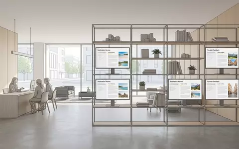 Architektur-Render im Reisebüro mit Reiseportal zum Thema Tripadvisor Bewertung, ISIN US8969452015, neutrales Tageslicht - Foto: THN