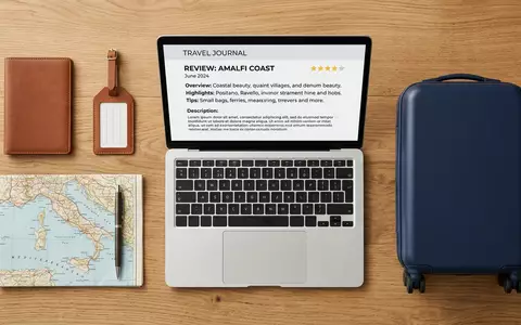 Flatlay-Arrangement rund um Reiseportal zum Thema Tripadvisor Bewertung, ISIN US8969452015, weiches Oberlicht - Foto: THN
