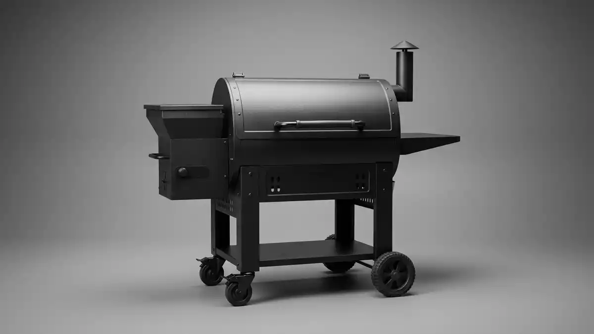Fotorealistische Studioansicht von Pelletgrill in neutraler Produktdarstellung