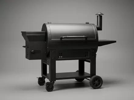 Fotorealistische Studioaufnahme von Pelletgrill zum Thema Traeger Pelletgrill, ISIN US8926721064, klare Lichtfuehrung - Foto: THN