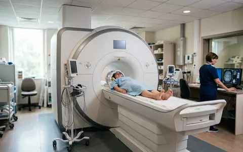 Fotorealistische Aufnahme von MRT-Scanner in der Radiologie zum Thema Siemens MRT, ISIN DE000SHL1006, natuerliches Licht - Foto: THN