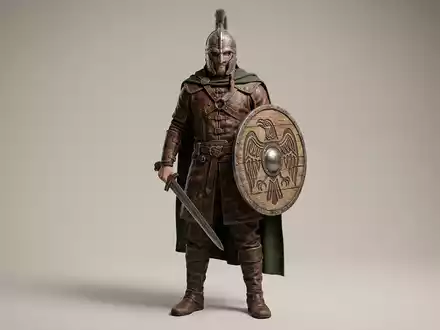 Fotorealistische Studioaufnahme von Historisches Actionspiel zum Thema Assassin's Creed Valhalla, ISIN FR0000054470, klare Lichtfuehrung - Foto: THN