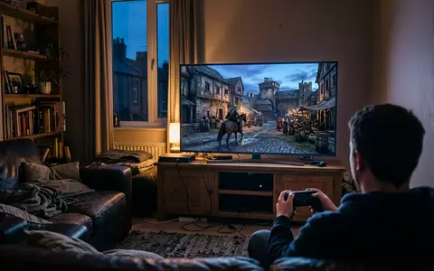 Fotorealistische Aufnahme von Historisches Actionspiel im Wohnzimmer zum Thema Assassin's Creed Valhalla, ISIN FR0000054470 - Foto: THN