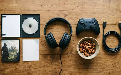 Flatlay-Arrangement rund um Historisches Actionspiel zum Thema Assassin's Creed Valhalla, ISIN FR0000054470, weiches Oberlicht - Foto: THN