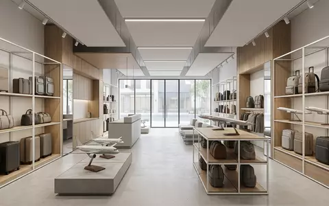 Architektur-Render im Reise-Fachhandel mit Passagierflugzeug zum Thema United Airlines Flug, ISIN US9128701059, neutrales Tageslicht - Foto: THN