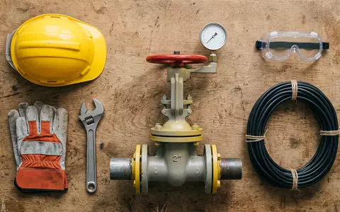 Flatlay-Arrangement rund um Gasversorgung zum Thema Uniper Gas, ISIN DE000UNSE018, weiches Oberlicht - Foto: THN