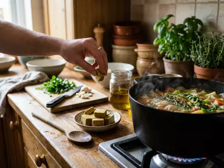 Fotorealistische Aufnahme von Brühwürfel in der Küche zum Thema Knorr Bouillon, ISIN GB00B10RZP78, natuerliches Licht - Foto: THN