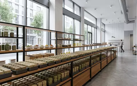 Architektur-Render im Lebensmittelgeschäft mit Brühwürfel zum Thema Knorr Bouillon, ISIN GB00B10RZP78, neutrales Tageslicht - Foto: THN