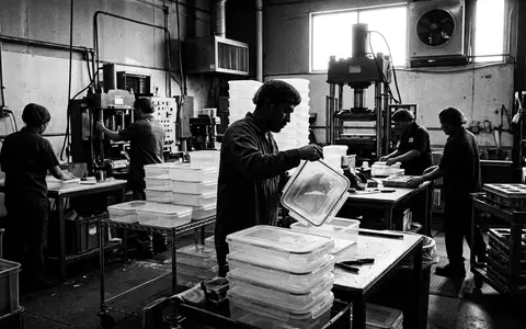 Schwarzweiss-Reportage mit Vorratsbehälter zum Thema Tupperware Eidgenossen, ISIN US8998961044, hoher Kontrast, sachlich dargestellt - Foto: THN