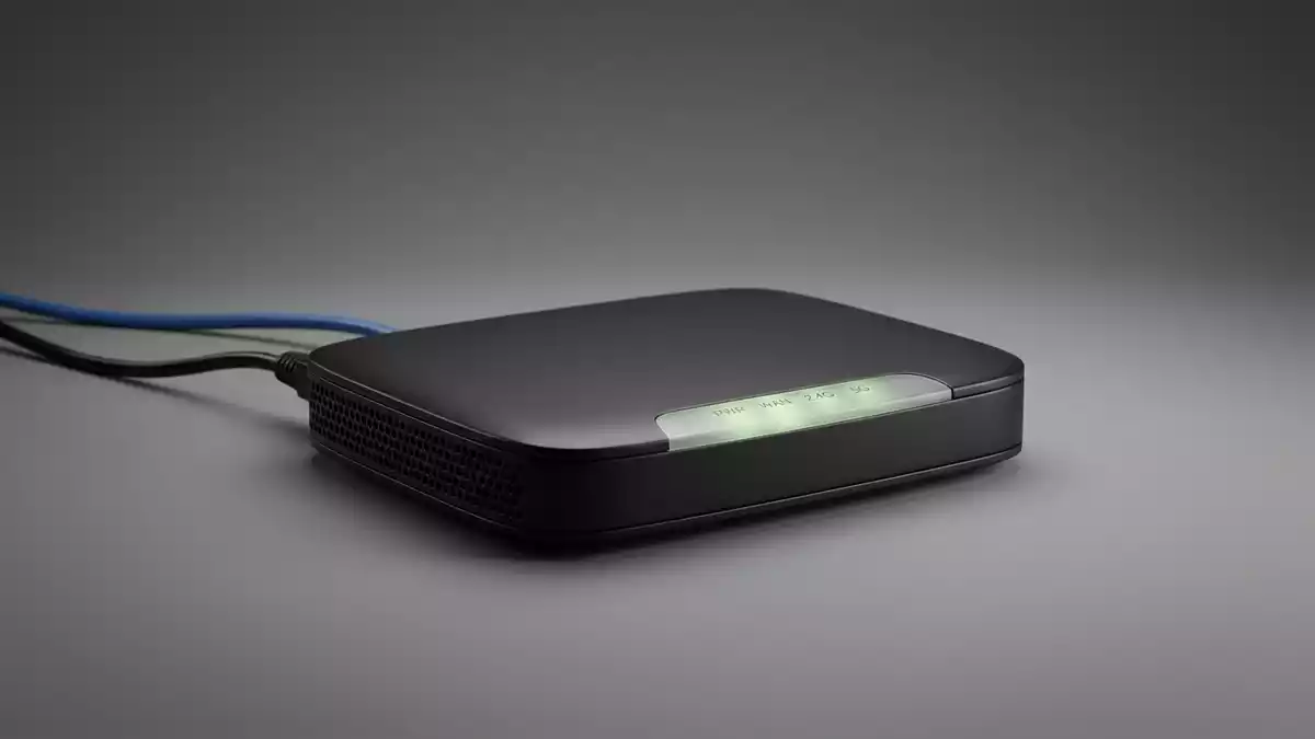 Fotorealistische Studioansicht von Netzwerkrouter in neutraler Produktdarstellung