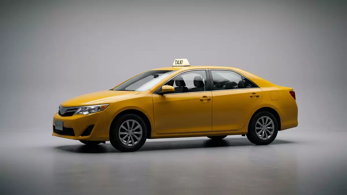 Fotorealistische Studioansicht von Taxifahrt in neutraler Produktdarstellung, neutral