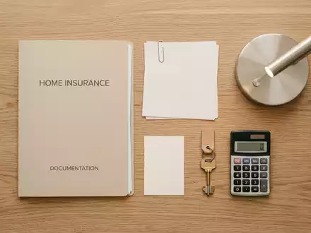 Flatlay-Arrangement rund um Versicherungsmappe zum Thema HDI Versicherung, ISIN DE000TLX1005, weiches Oberlicht - Foto: THN