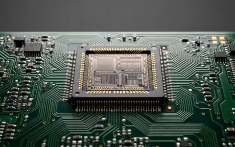 Fotorealistische Studioaufnahme von Mikrochip zum Thema TSMC Chip, ISIN TW0002330008, klare Lichtfuehrung - Foto: THN