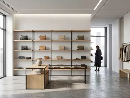 Architektur-Render im Modeboutique mit Schultertasche zum Thema Coach Tabby Bag, ISIN US8760301072, neutrales Tageslicht - Foto: THN