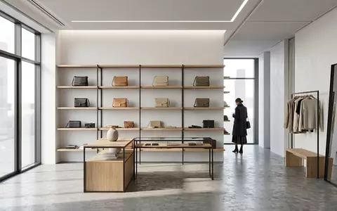 Architektur-Render im Modeboutique mit Schultertasche zum Thema Coach Tabby Bag, ISIN US8760301072, neutrales Tageslicht - Foto: THN