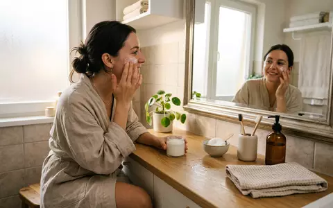 Fotorealistische Aufnahme von Gesichtscreme im Badezimmer zum Thema Origins GinZing, ISIN US5184391044, natuerliches Licht - Foto: THN