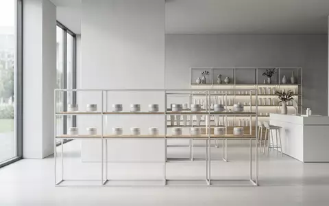 Architektur-Render im Drogeriemarkt mit Gesichtscreme zum Thema Origins GinZing, ISIN US5184391044, neutrales Tageslicht - Foto: THN